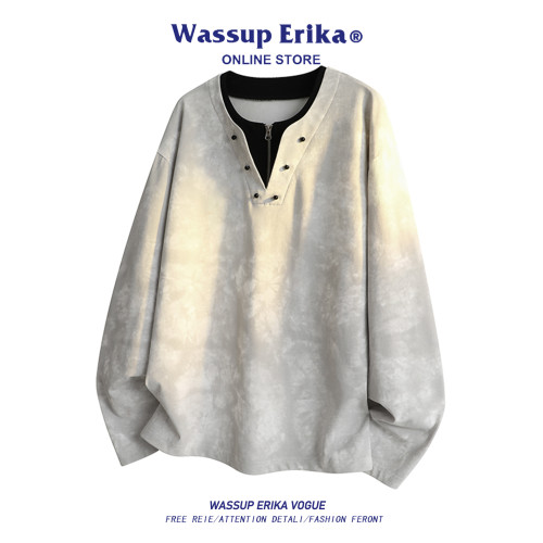 WASSUP ERIKA美式街頭髒髒風衛衣男款秋季休閒百搭寬松長袖套頭衫 WASSUP ERIKA美式街頭髒髒風衛衣男款秋季休閒百搭寬松長袖套頭衫