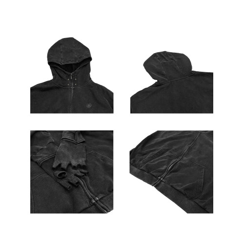 WANNA LAB 25FW拳擊手套刺綉鉚釘水洗做舊連帽衫衛衣boxy合體版型 WANNA LAB 25FW拳擊手套刺綉鉚釘水洗做舊連帽衫衛衣boxy合體版型