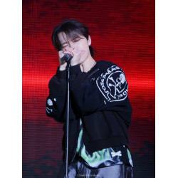 GRALIZ PROJECT GR骷髏拼接水洗做舊破洞連帽衫衛衣美式拉鍊外套