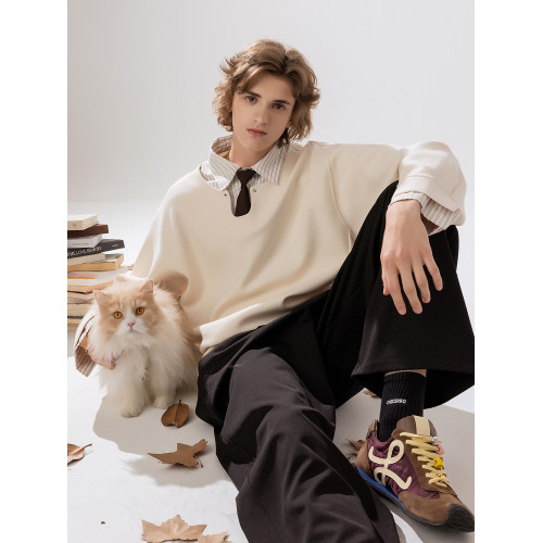 CHOR 原創美式復古假兩件襯衫領長袖衛衣男秋冬季上衣簡約高級感 CHOR 原創美式復古假兩件襯衫領長袖衛衣男秋冬季上衣簡約高級感