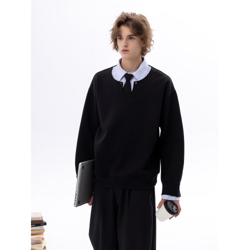 CHOR 原創美式復古假兩件襯衫領長袖衛衣男秋冬季上衣簡約高級感 CHOR 原創美式復古假兩件襯衫領長袖衛衣男秋冬季上衣簡約高級感