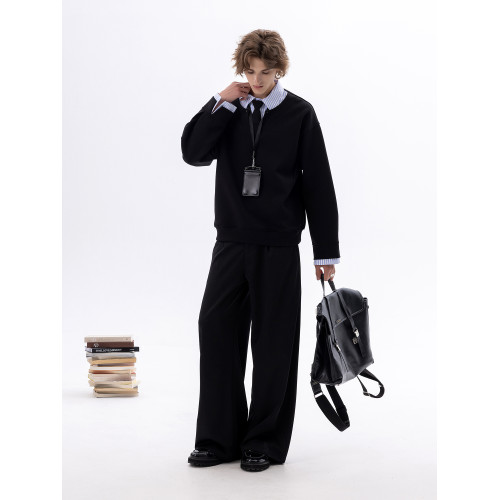 CHOR 原創美式復古假兩件襯衫領長袖衛衣男秋冬季上衣簡約高級感 CHOR 原創美式復古假兩件襯衫領長袖衛衣男秋冬季上衣簡約高級感