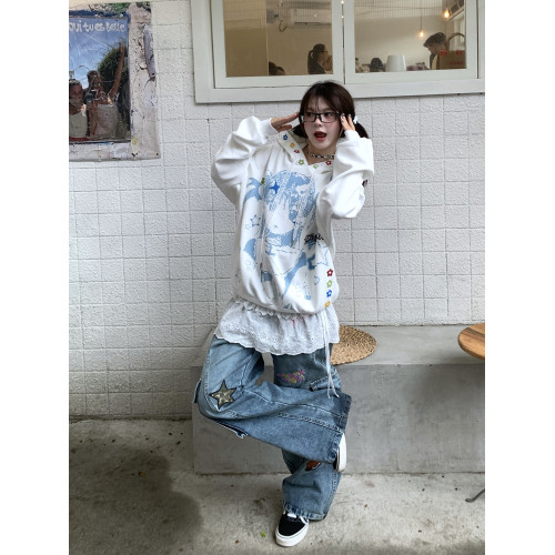 GTGA卡通印花撞色落肩袖連帽衛衣男女秋季新款亞萌感甜酷百搭外套 GTGA卡通印花撞色落肩袖連帽衛衣男女秋季新款亞萌感甜酷百搭外套