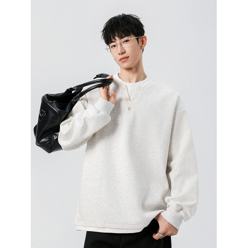 迴力假兩件亨利領加絨衛衣男士春秋冬2025新款青少年長袖男生上衣 迴力假兩件亨利領加絨衛衣男士春秋冬2025新款青少年長袖男生上衣