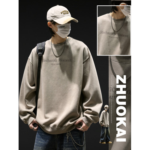 廓形圓領衛衣男冬季加絨美式休閒男裝衣服秋冬款寬松長袖t恤男生 廓形圓領衛衣男冬季加絨美式休閒男裝衣服秋冬款寬松長袖t恤男生