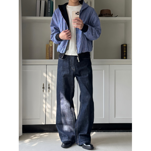 Xanvas雙面穿miu系皇家藍格紋拉鍊衛衣短寬百搭開衫外套cleanfit Xanvas雙面穿miu系皇家藍格紋拉鍊衛衣短寬百搭開衫外套cleanfit