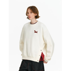 PCLP撞色小狗圓領衛衣 國潮牌美式復古男女同款寬松長袖衛衣