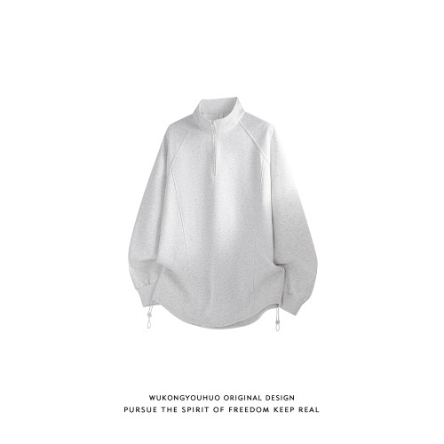悟空有貨美式復古重磅半拉鍊套頭衛衣男秋季潮牌寬松百搭休閒上衣 悟空有貨美式復古重磅半拉鍊套頭衛衣男秋季潮牌寬松百搭休閒上衣