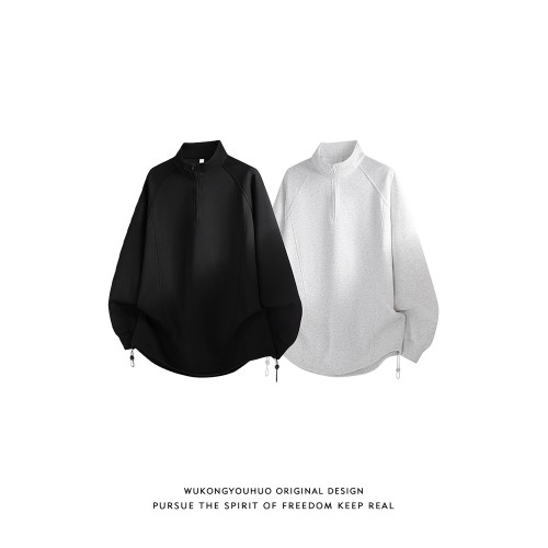 悟空有貨美式復古重磅半拉鍊套頭衛衣男秋季潮牌寬松百搭休閒上衣 悟空有貨美式復古重磅半拉鍊套頭衛衣男秋季潮牌寬松百搭休閒上衣