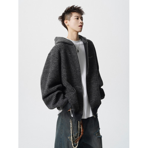 復古老錢風條紋開衫衛衣男秋休閒慵懶風連帽外套美式運動情侶夾克 復古老錢風條紋開衫衛衣男秋休閒慵懶風連帽外套美式運動情侶夾克