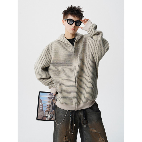 復古老錢風條紋開衫衛衣男秋休閒慵懶風連帽外套美式運動情侶夾克 復古老錢風條紋開衫衛衣男秋休閒慵懶風連帽外套美式運動情侶夾克