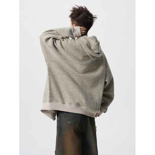 復古老錢風條紋開衫衛衣男秋休閒慵懶風連帽外套美式運動情侶夾克 復古老錢風條紋開衫衛衣男秋休閒慵懶風連帽外套美式運動情侶夾克