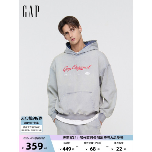 【成毅代言】Gap男女裝2025秋季新款水洗牛仔連帽衛衣寬松788669 【成毅代言】Gap男女裝2025秋季新款水洗牛仔連帽衛衣寬松788669