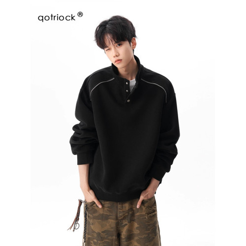 480G重磅美式休閒立領衛衣男女秋季設計感休閒套頭衫寬松運動上衣 480G重磅美式休閒立領衛衣男女秋季設計感休閒套頭衫寬松運動上衣