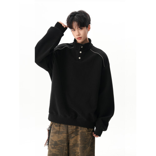 480G重磅美式休閒立領衛衣男女秋季設計感休閒套頭衫寬松運動上衣 480G重磅美式休閒立領衛衣男女秋季設計感休閒套頭衫寬松運動上衣