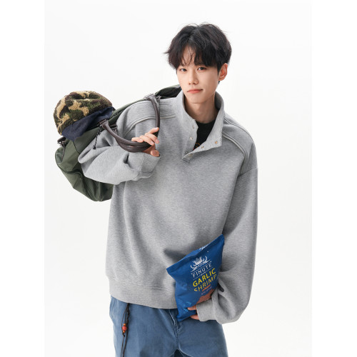 480G重磅美式休閒立領衛衣男女秋季設計感休閒套頭衫寬松運動上衣 480G重磅美式休閒立領衛衣男女秋季設計感休閒套頭衫寬松運動上衣