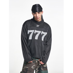 MT99【美式潮人鏤空網眼777號長袖】ins原創設計街頭街舞運動衛衣