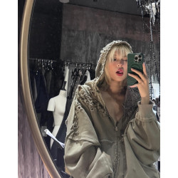 Latui Atelier大破壞拉鍊廓形做舊連帽衫衛衣樸彩英Rose同款外套