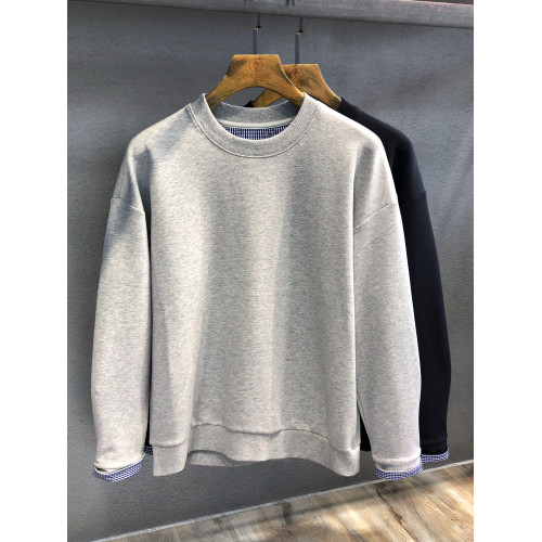 米蘭專櫃高級感襯衫式格紋拼接圓領衛衣男士秋季新款休閒長袖上衣 米蘭專櫃高級感襯衫式格紋拼接圓領衛衣男士秋季新款休閒長袖上衣