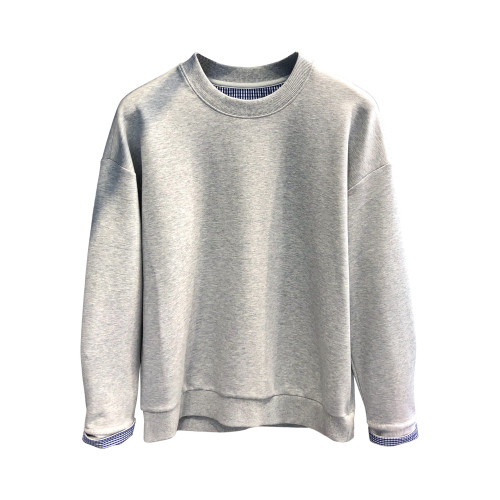 米蘭專櫃高級感襯衫式格紋拼接圓領衛衣男士秋季新款休閒長袖上衣 米蘭專櫃高級感襯衫式格紋拼接圓領衛衣男士秋季新款休閒長袖上衣