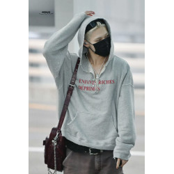 西村力erd25ss官網限定花灰金屬別針破壞標語boxy水洗做舊帽衫