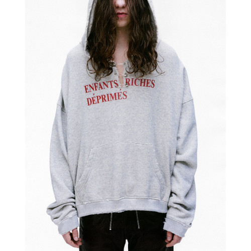 西村力erd25ss官網限定花灰金屬別針破壞標語boxy水洗做舊帽衫 西村力erd25ss官網限定花灰金屬別針破壞標語boxy水洗做舊帽衫