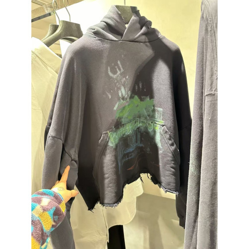 頂配版】25ss巴黎風前後面塗鴉白墨直噴下擺破壞做舊高街情侶衛衣 頂配版】25ss巴黎風前後面塗鴉白墨直噴下擺破壞做舊高街情侶衛衣