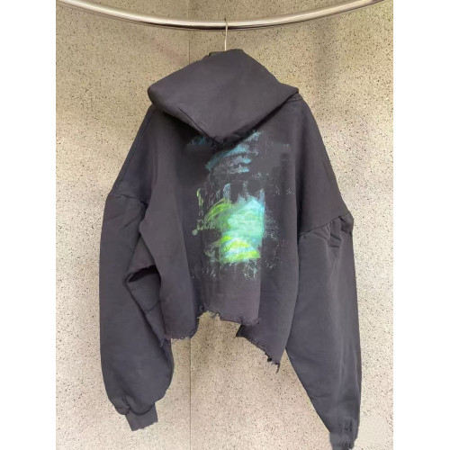 頂配版】25ss巴黎風前後面塗鴉白墨直噴下擺破壞做舊高街情侶衛衣 頂配版】25ss巴黎風前後面塗鴉白墨直噴下擺破壞做舊高街情侶衛衣