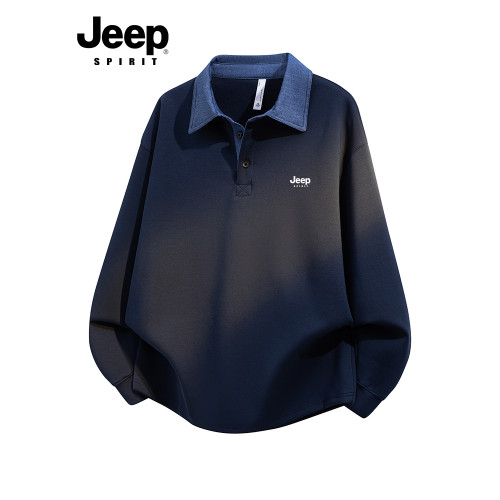 jeep spirit拼接衛衣男士2025新款春秋季大碼休閒長袖polo衫上衣 jeep spirit拼接衛衣男士2025新款春秋季大碼休閒長袖polo衫上衣