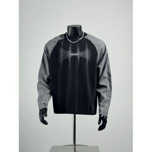 美式潮牌設計感印花圓領衛衣男撞色條紋拼接百搭外套休閒寬松上衣 美式潮牌設計感印花圓領衛衣男撞色條紋拼接百搭外套休閒寬松上衣