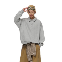 BELLKENIDEA 翻領POLO珠地衛衣復古寬松休閒通勤中性風上衣男女