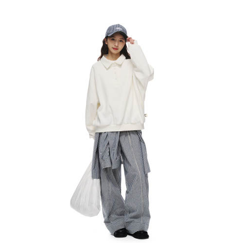 BELLKENIDEA 翻領POLO珠地衛衣復古寬松休閒通勤中性風上衣男女 BELLKENIDEA 翻領POLO珠地衛衣復古寬松休閒通勤中性風上衣男女