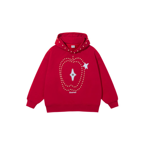 iSaluteU 趣味蘋果圖案珍珠燙釘連帽衛衣春秋季潮牌寬松帽衫情侶 iSaluteU 趣味蘋果圖案珍珠燙釘連帽衛衣春秋季潮牌寬松帽衫情侶