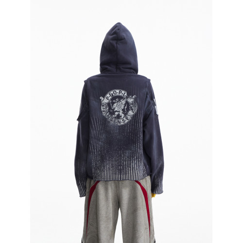 PEOPLESENSE 噴馬騮數字印花做舊連帽衛衣男女寬松拉鍊開衫潮外套 PEOPLESENSE 噴馬騮數字印花做舊連帽衛衣男女寬松拉鍊開衫潮外套