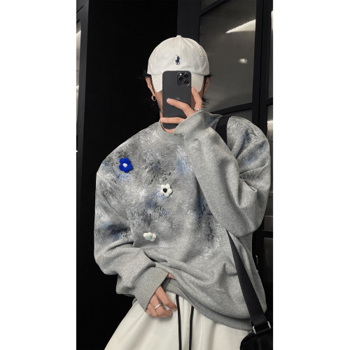 龍叨叨秋季新品美式潮牌小衆設計款衛衣男oversize寬松花朵上衣 龍叨叨秋季新品美式潮牌小衆設計款衛衣男oversize寬松花朵上衣