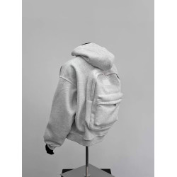 美式潮牌立體後背包設計感連帽開衫衛衣男秋季休閒百搭小衆拉鍊外套