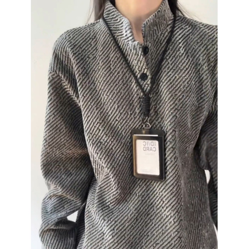 灰色斜條紋亨利領衛衣男秋季重磅小香風polo衫t恤美式內搭打底衫 灰色斜條紋亨利領衛衣男秋季重磅小香風polo衫t恤美式內搭打底衫