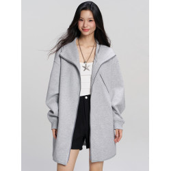 RAPPEYE 休閒寬松重磅復古潮牌簡約情侶拉鍊連帽開衫長款衛衣外套