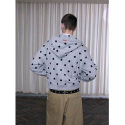 InsGale 25AW 波點加絨短寬ins連帽拉鍊衛衣外套