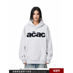 【Achock官方店】acac系列潮牌簡約貼布刺綉連帽衛衣美式套頭外套