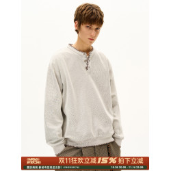 MADWITCH原創手縫線亨利領針織衛衣男女寬松休閒老錢風長袖上衣潮