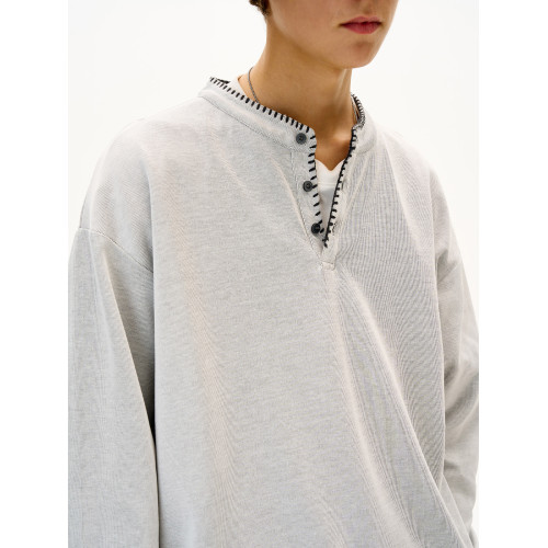 MADWITCH原創手縫線亨利領針織衛衣男女寬松休閒老錢風長袖上衣潮 MADWITCH原創手縫線亨利領針織衛衣男女寬松休閒老錢風長袖上衣潮