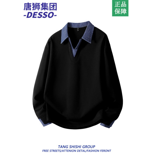 NASA聯名美式長袖翻領衛衣男秋季潮牌拼接慵懶風上衣高級感polo衫 NASA聯名美式長袖翻領衛衣男秋季潮牌拼接慵懶風上衣高級感polo衫