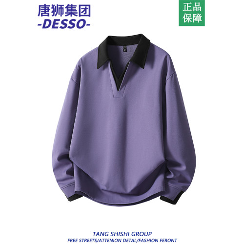 NASA聯名美式長袖翻領衛衣男秋季潮牌拼接慵懶風上衣高級感polo衫 NASA聯名美式長袖翻領衛衣男秋季潮牌拼接慵懶風上衣高級感polo衫