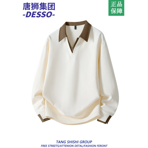 NASA聯名美式長袖翻領衛衣男秋季潮牌拼接慵懶風上衣高級感polo衫 NASA聯名美式長袖翻領衛衣男秋季潮牌拼接慵懶風上衣高級感polo衫