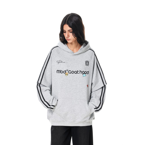 mbd小惡魔美式復古假兩件條紋連帽衛衣男女秋季寬松運動情侶帽衫 mbd小惡魔美式復古假兩件條紋連帽衛衣男女秋季寬松運動情侶帽衫