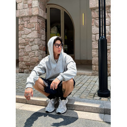 OXFREAK「極簡廓形 藏藍色」假兩件連帽衛衣男寬松設計感套頭上衣