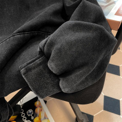 大碼300斤歐美高街潮牌重磅水洗連帽衛衣男女秋冬新款情侶裝外套2