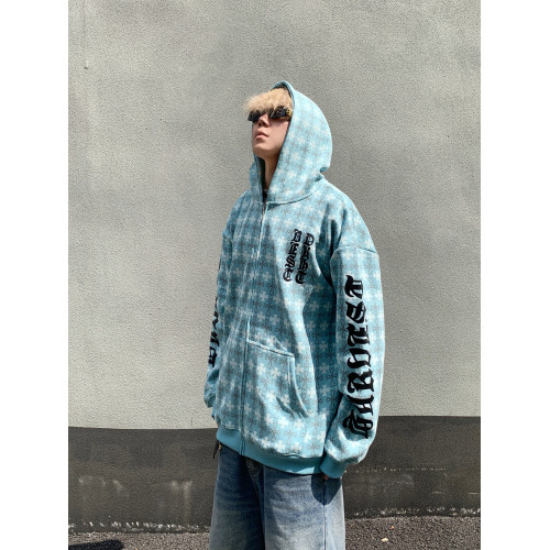 秋季美式復古滿印十字架印花連帽衛衣男女寬松休閒情侶開衫外套潮 秋季美式復古滿印十字架印花連帽衛衣男女寬松休閒情侶開衫外套潮