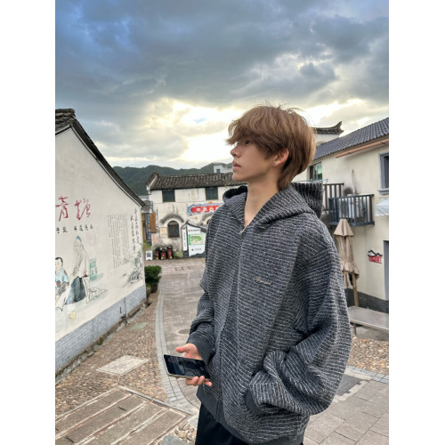 美式高街條紋連帽衛衣男款秋季潮牌寬松情侶裝青少年加厚純棉外套 美式高街條紋連帽衛衣男款秋季潮牌寬松情侶裝青少年加厚純棉外套